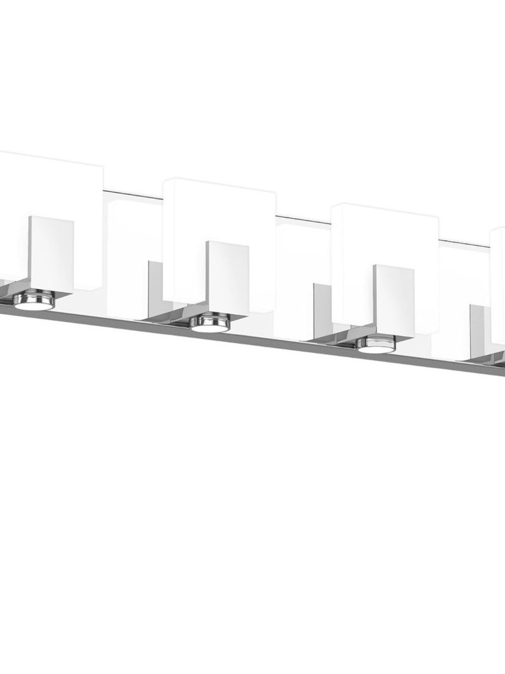 Modern White and Chrome 4-Light Bathroom Vanity Light